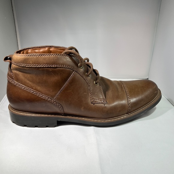 Clarks Men’s Leather Cap Toe Ankle Boots – Brown (Size 12) - Picture 5 of 10